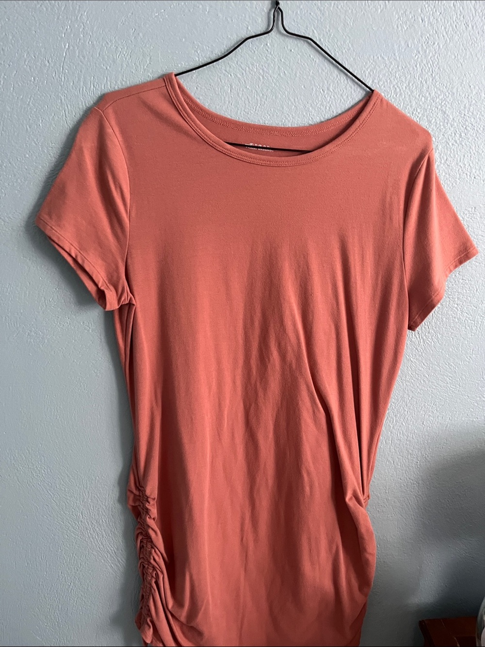 Everyday Ruched Side Tee Dress - Coral